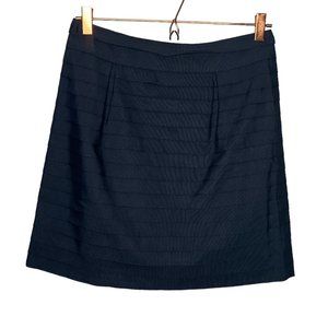 Anthropologie 4‎ Leifsdottir Navy Blue Tiered Ribbon Gold Zip Mini Pencil Skirt